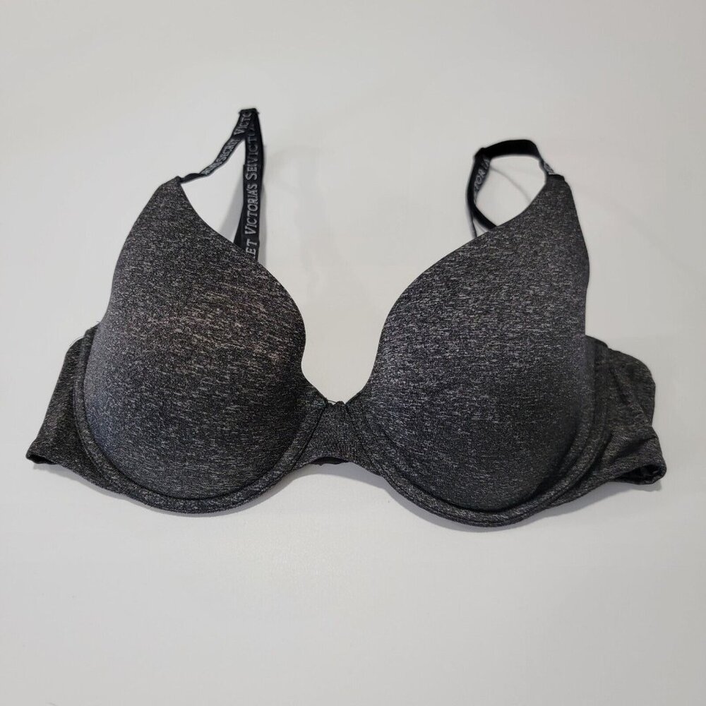 Victoria's Secret Dream Uplift Demi Bra‎ Size 34C Black Padded Spellout Strap